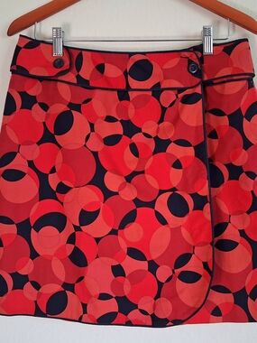 Liz Golf Red Circle Print A-Line Skort
